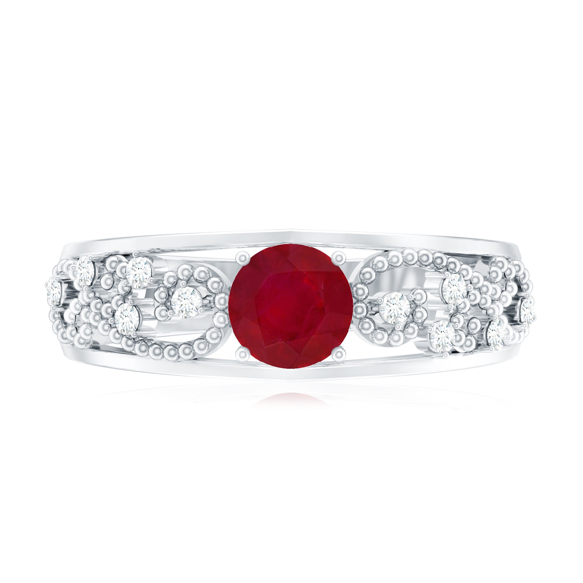 0.75 CT Ruby Antique Engagement Ring with Diamond