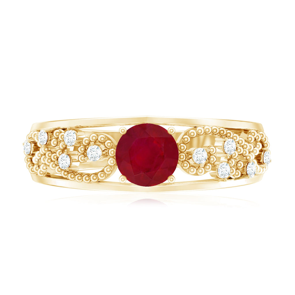 0.75 CT Ruby Antique Engagement Ring with Diamond