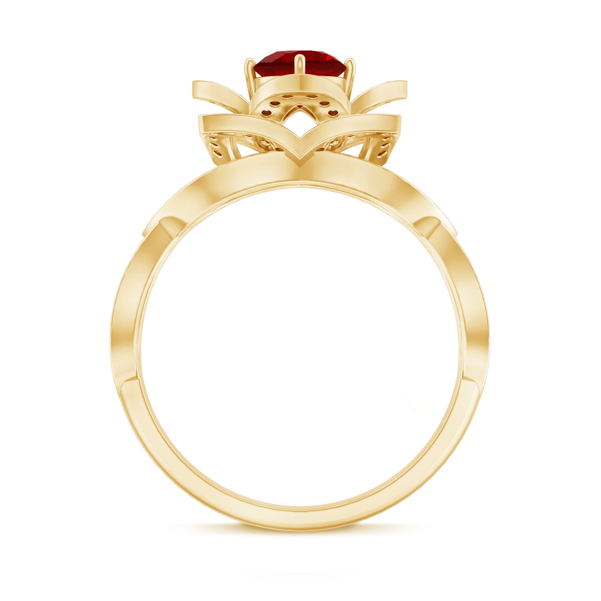 1.25 CT Created Ruby and Moissanite Flower Engagement Ring