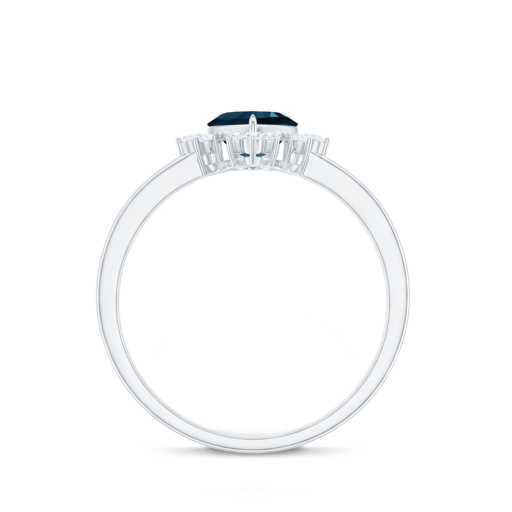 8mm Heart London Blue Topaz Engagement Ring with Diamond