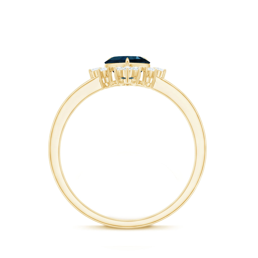 8mm Heart London Blue Topaz Engagement Ring with Diamond