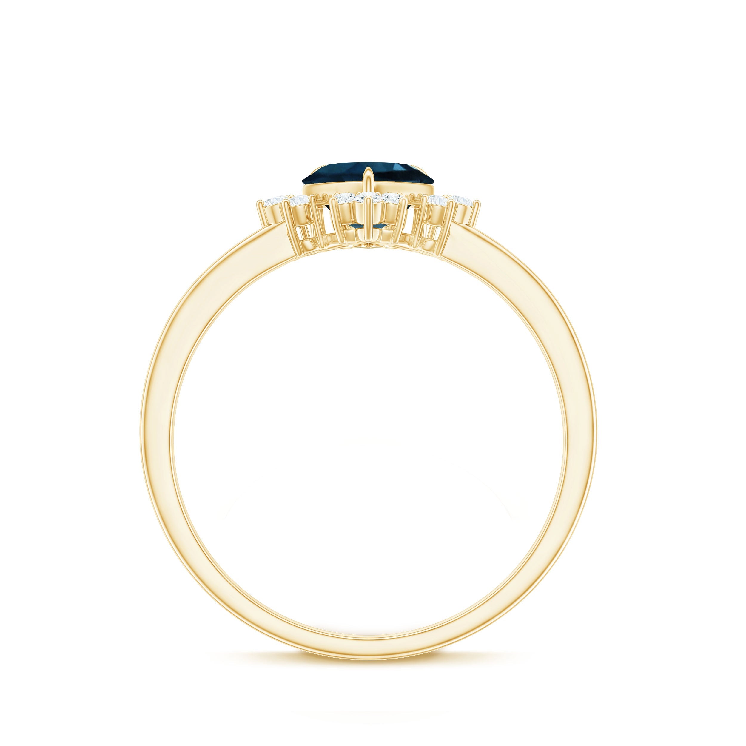 8mm Heart London Blue Topaz Engagement Ring with Diamond
