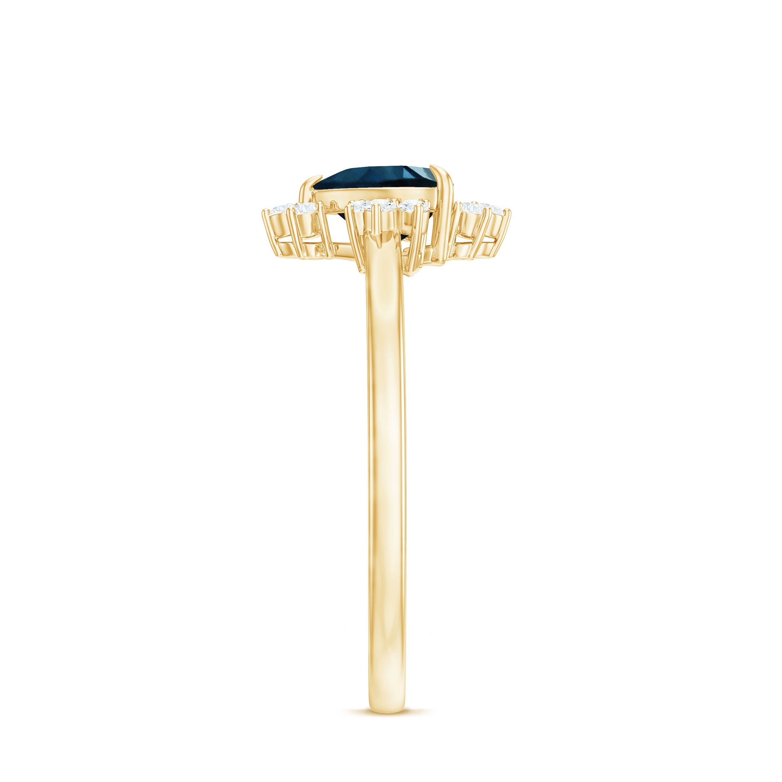 8mm Heart London Blue Topaz Engagement Ring with Diamond