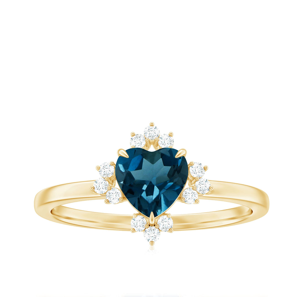 8mm Heart London Blue Topaz Engagement Ring with Diamond