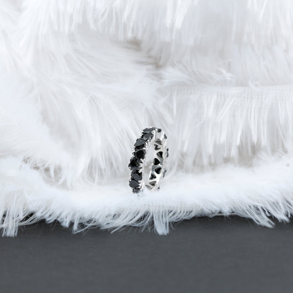 Created Black Diamond Heart Eternity Band