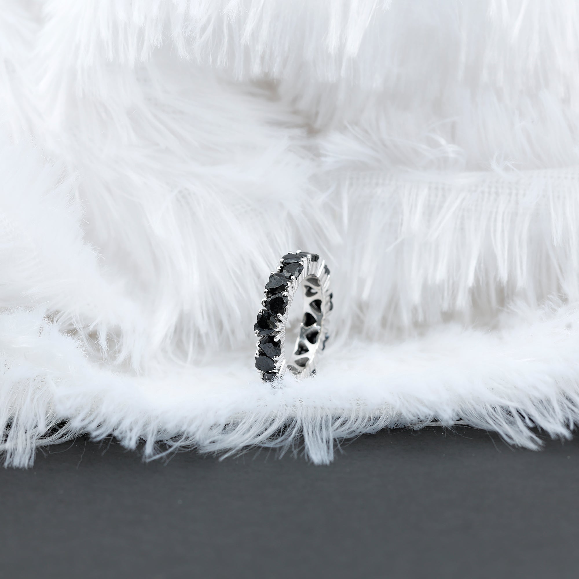Created Black Diamond Heart Eternity Band