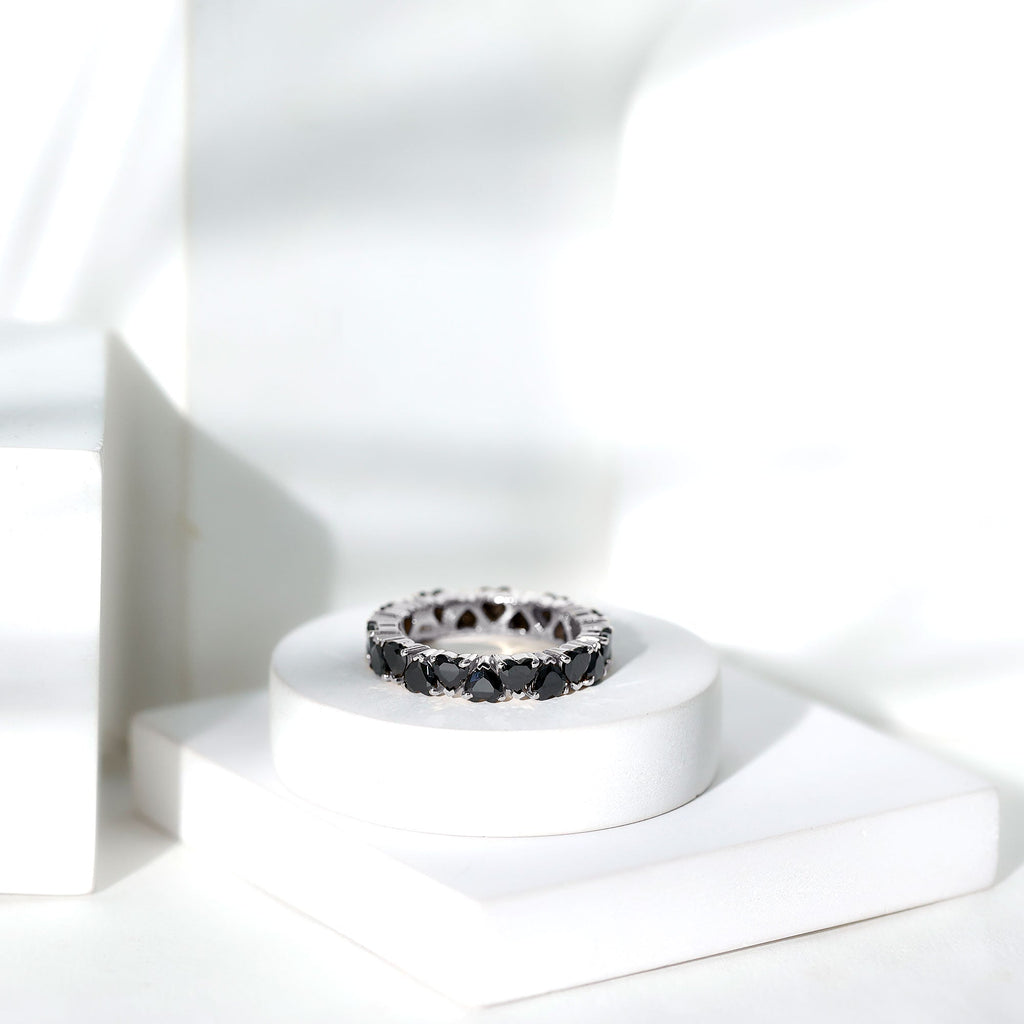 Created Black Diamond Heart Eternity Band