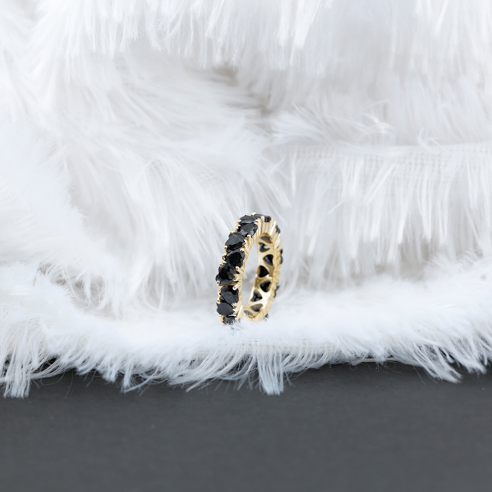 Created Black Diamond Heart Eternity Band
