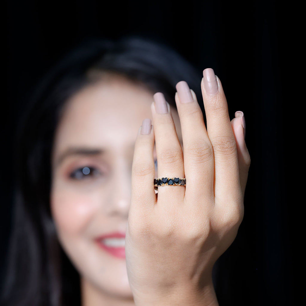 Created Black Diamond Heart Eternity Band