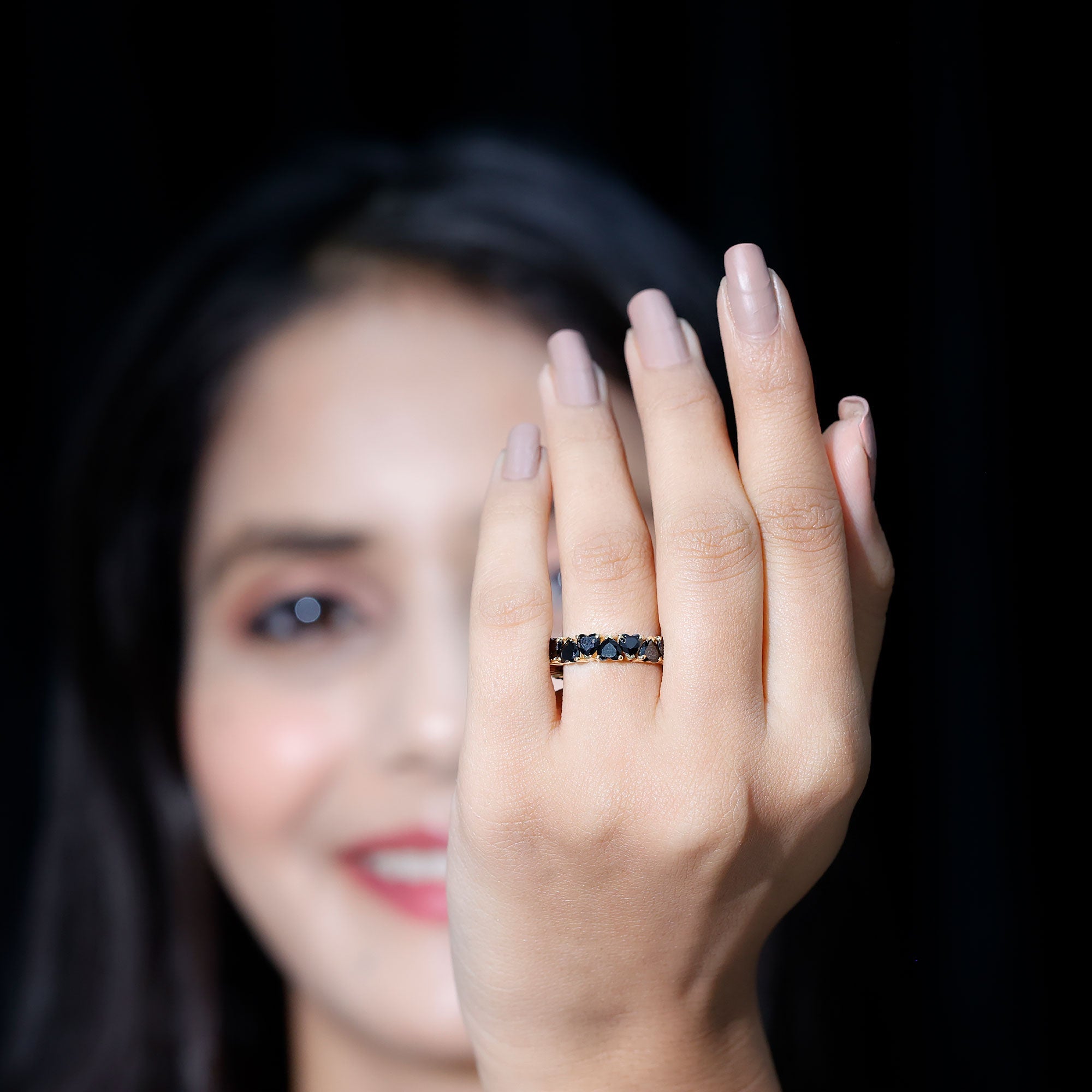 Created Black Diamond Heart Eternity Band