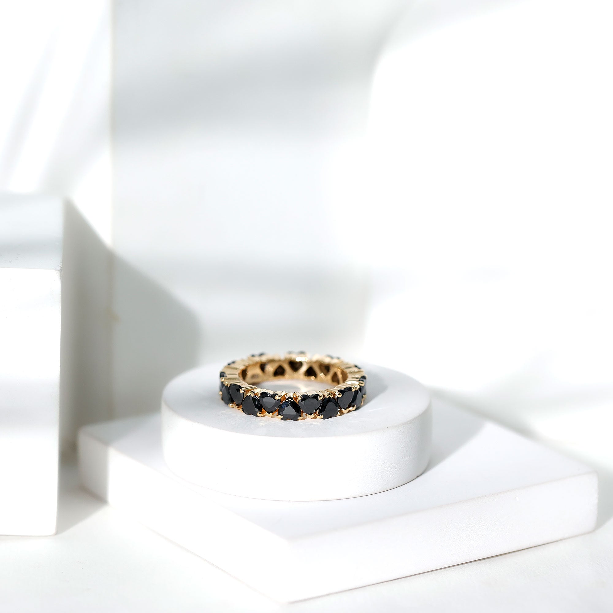Created Black Diamond Heart Eternity Band
