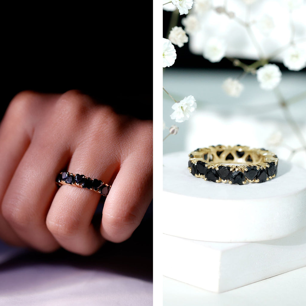 Created Black Diamond Heart Eternity Band