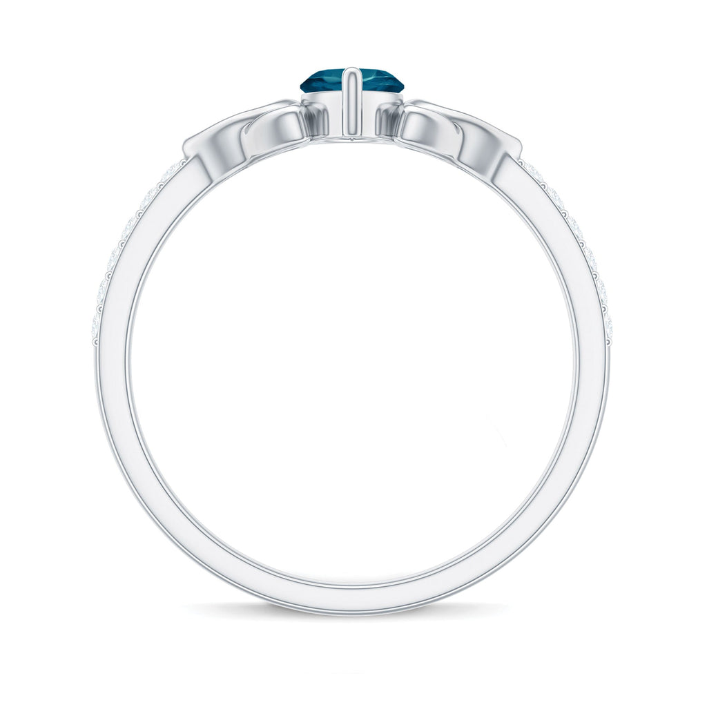 4x8mm Marquise Cut London Blue Topaz Celtic Engagement Ring with Diamond
