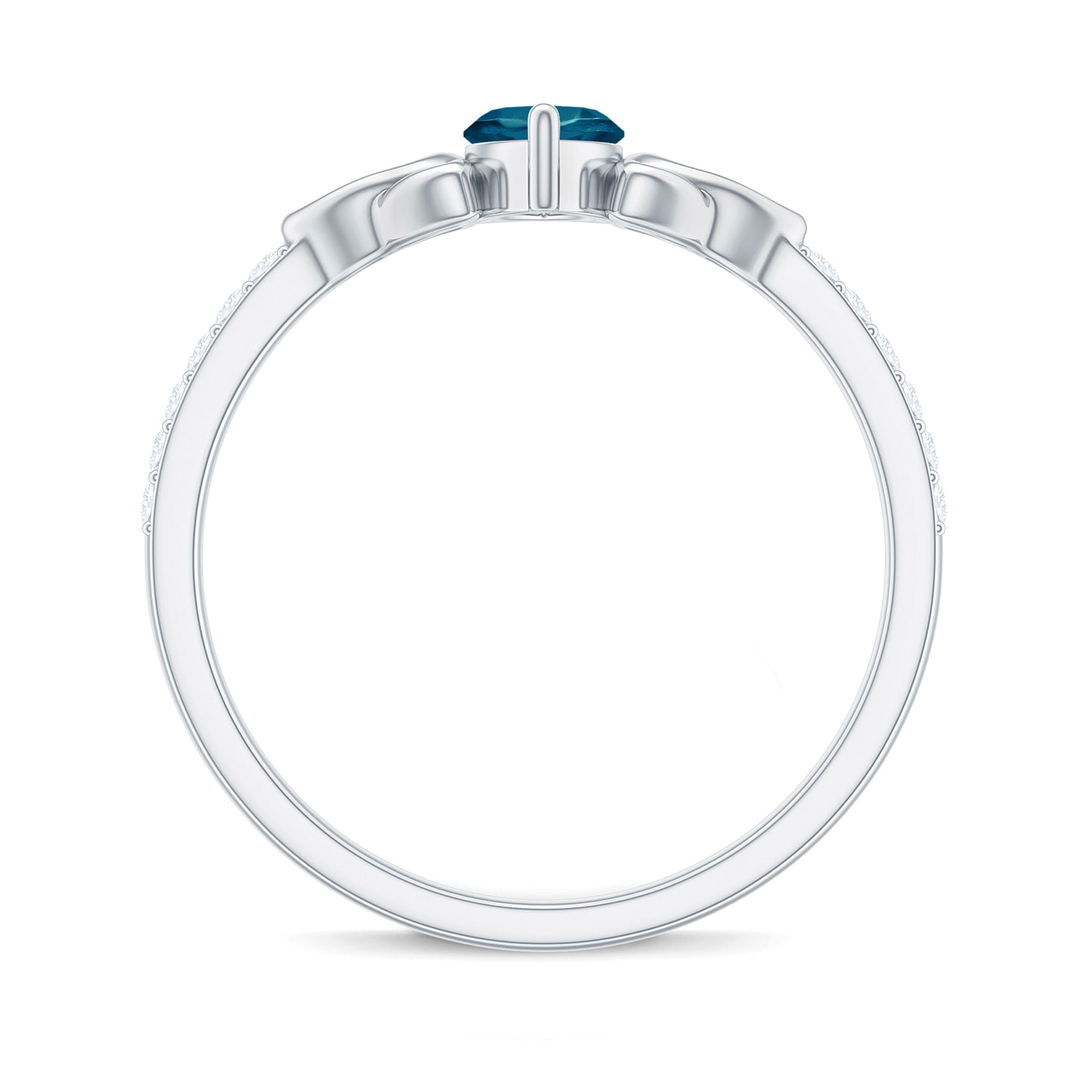 4x8mm Marquise Cut London Blue Topaz Celtic Engagement Ring with Diamond