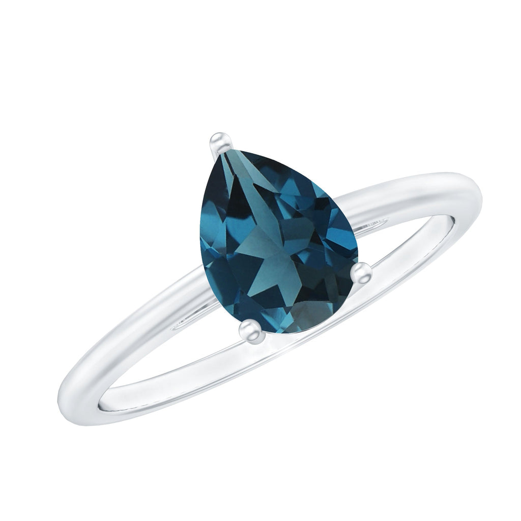 6X8mm Pear Shape London Blue Topaz Single Stone Engagement Ring