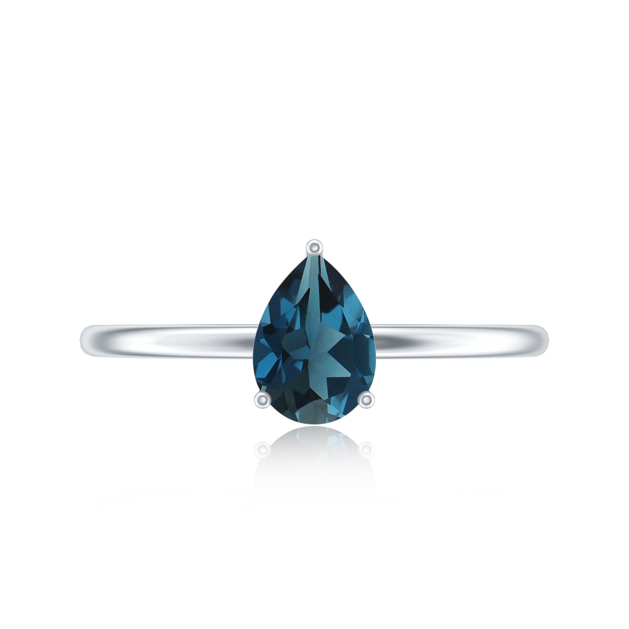 5X7MM Pear Shaped London Blue Topaz Solitaire Ring