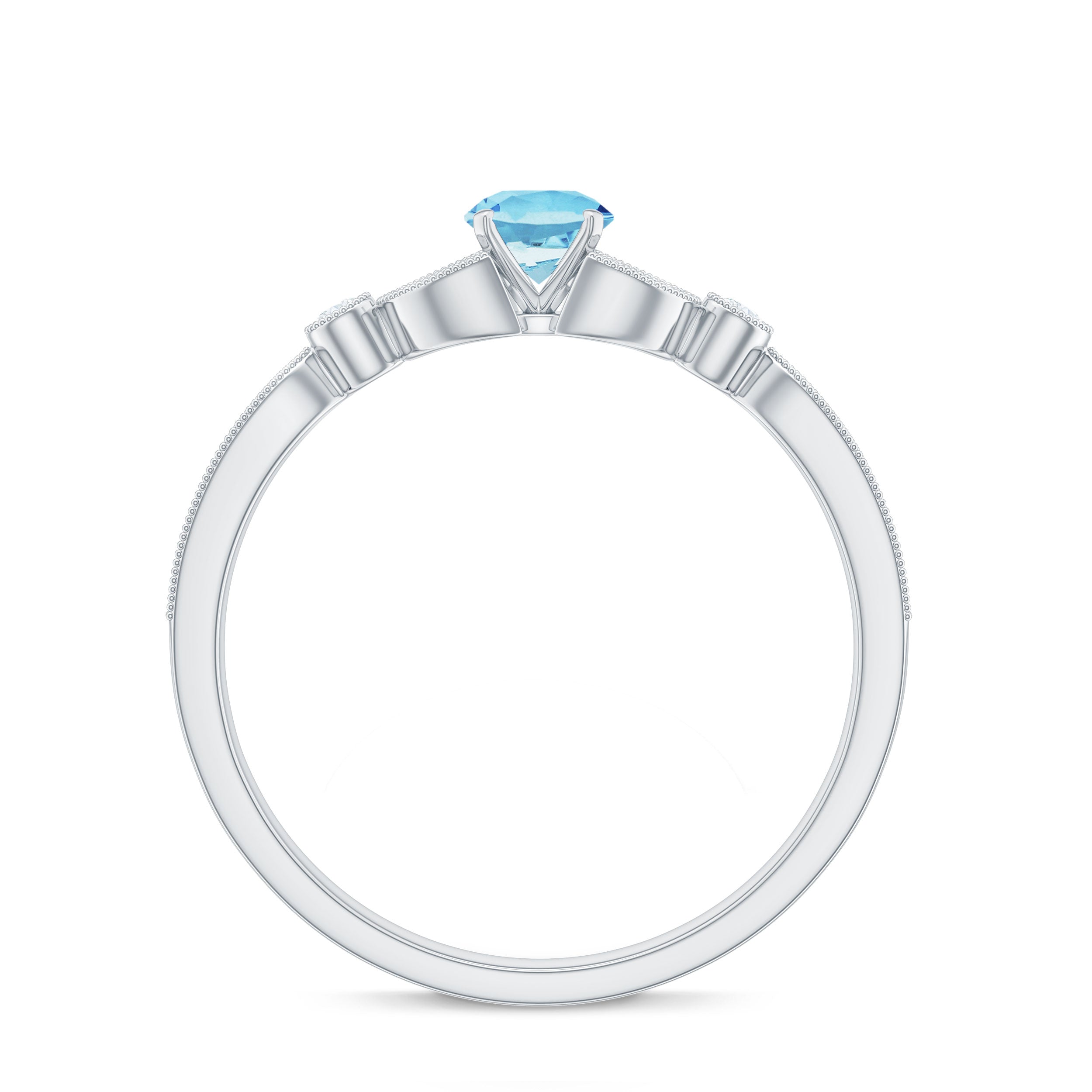 Natural Aquamarine Diamond Engagement Ring With Certificate