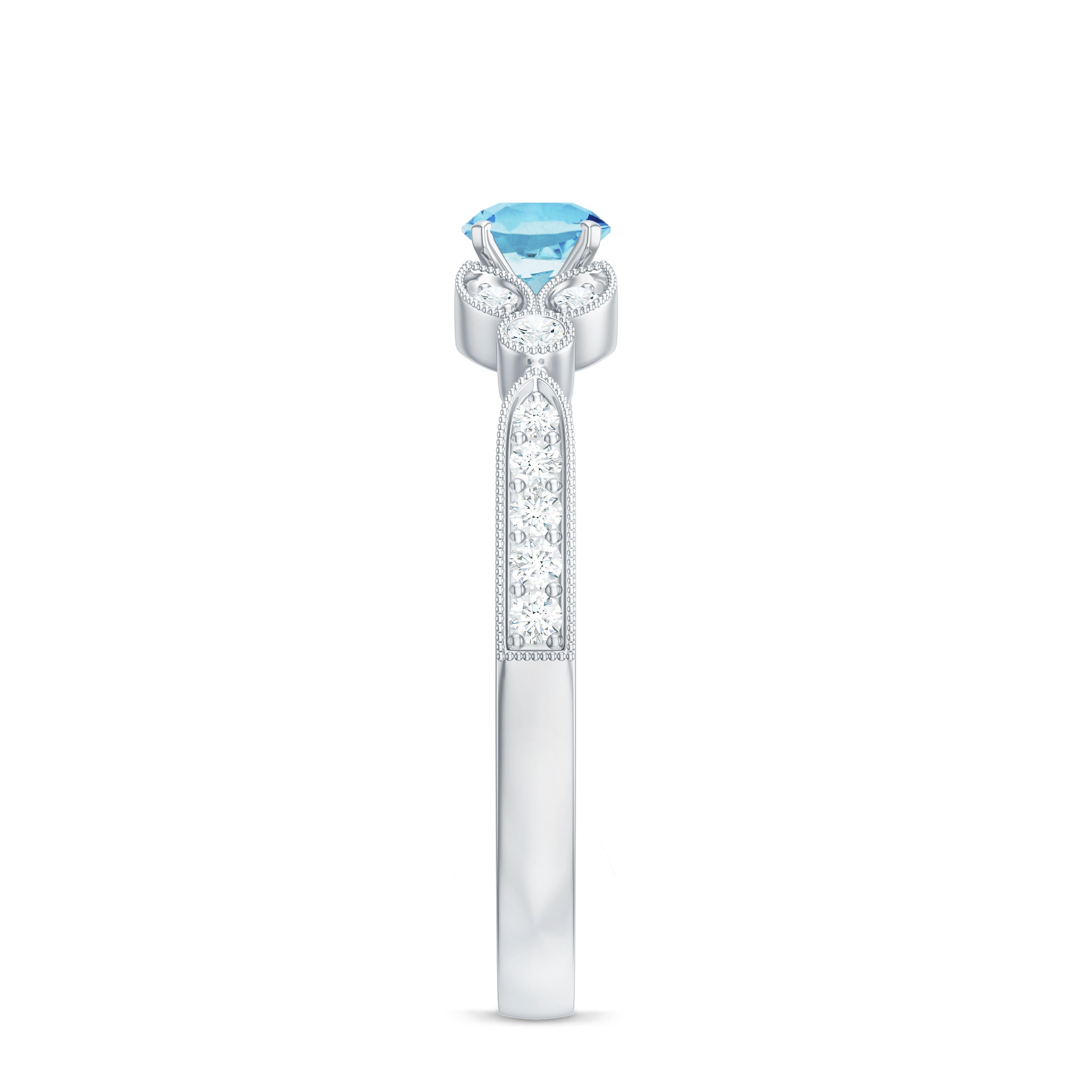 Natural Aquamarine Diamond Engagement Ring With Certificate