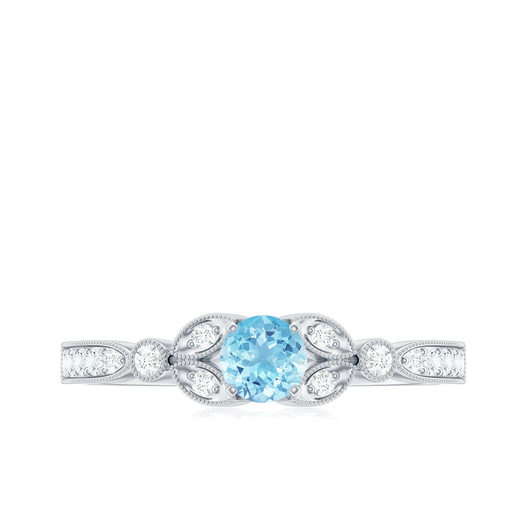 Natural Aquamarine Diamond Engagement Ring With Certificate