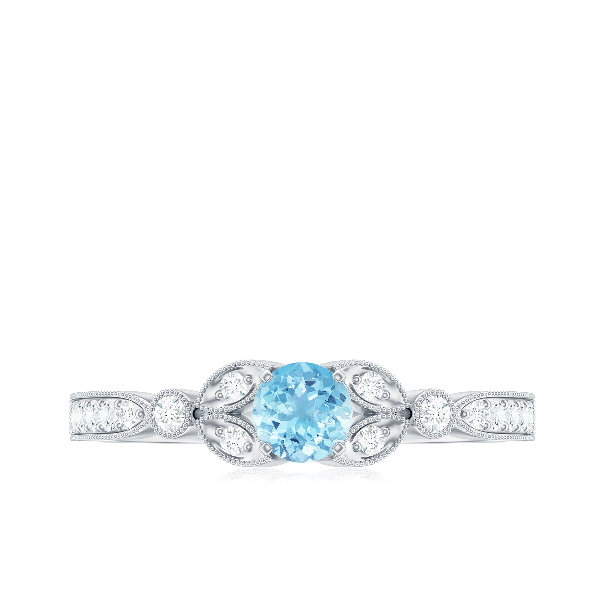 Natural Aquamarine Diamond Engagement Ring With Certificate