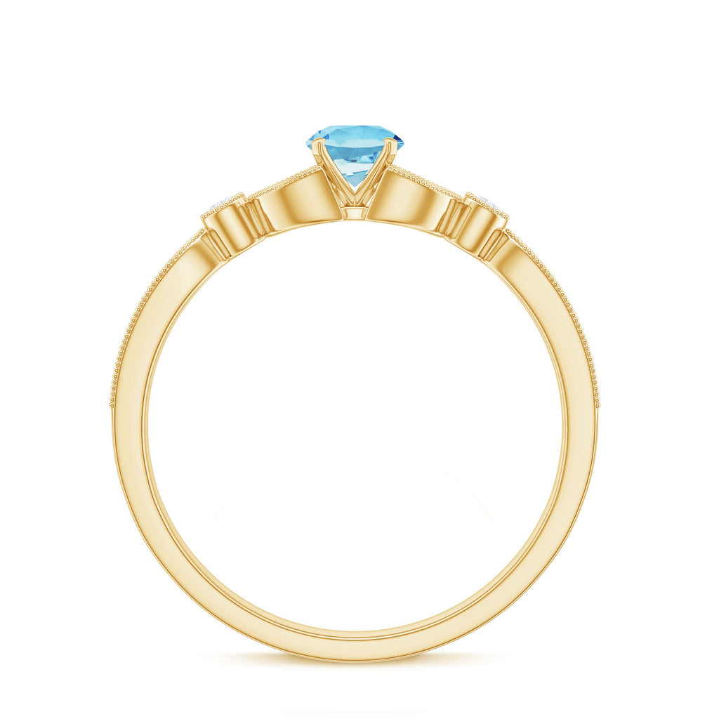 Natural Aquamarine Diamond Engagement Ring With Certificate