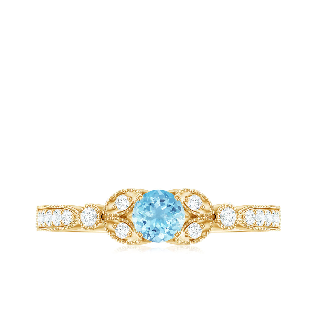 Natural Aquamarine Diamond Engagement Ring With Certificate