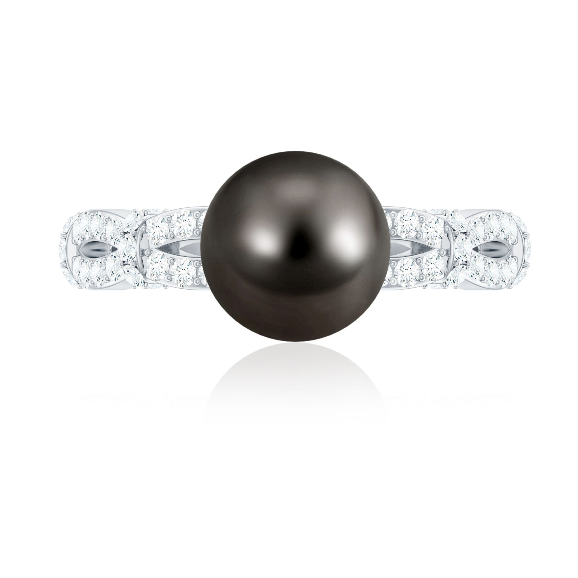 Genuine 8 Carat Black Pearl and Diamond Engagement Ring