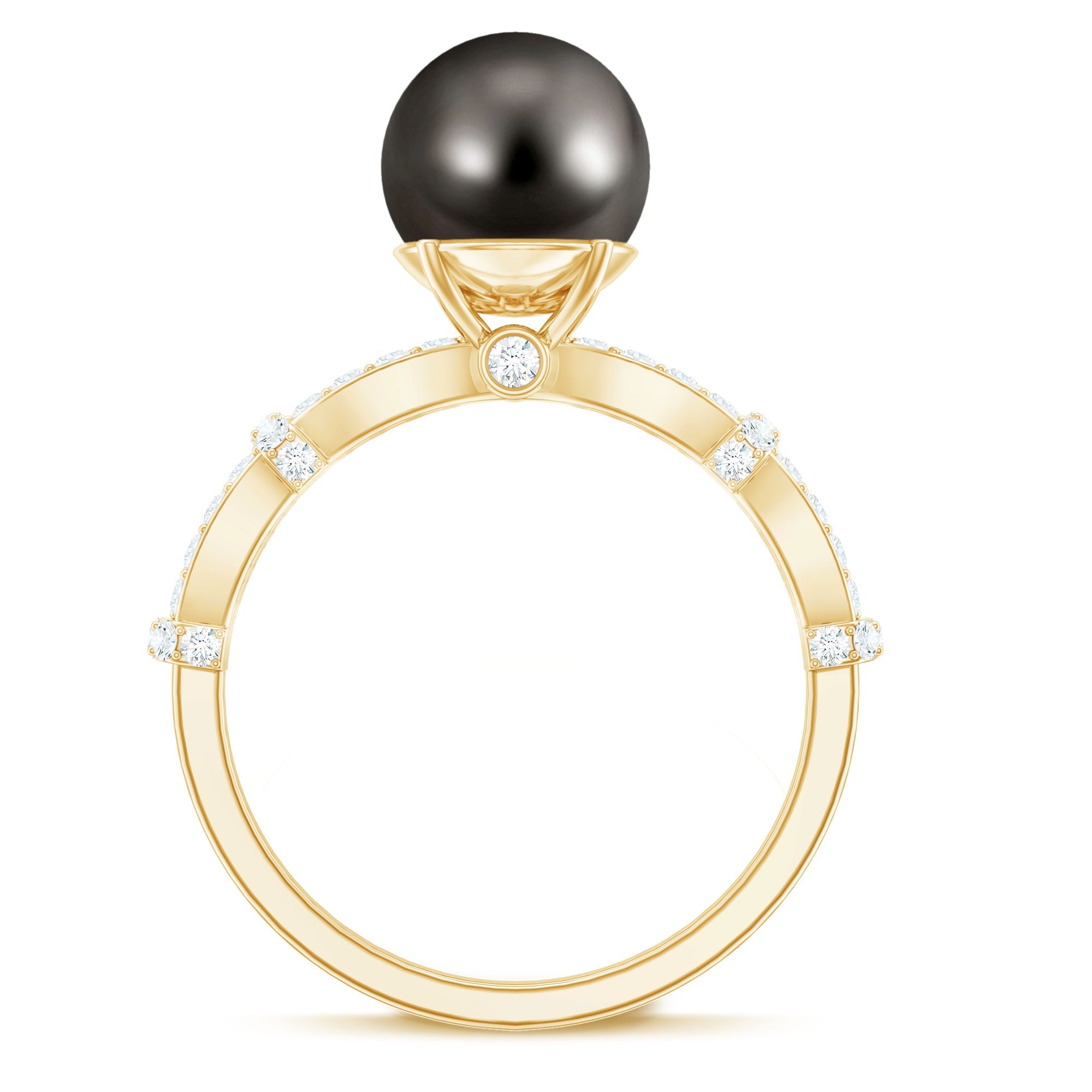 Genuine 8 Carat Black Pearl and Diamond Engagement Ring