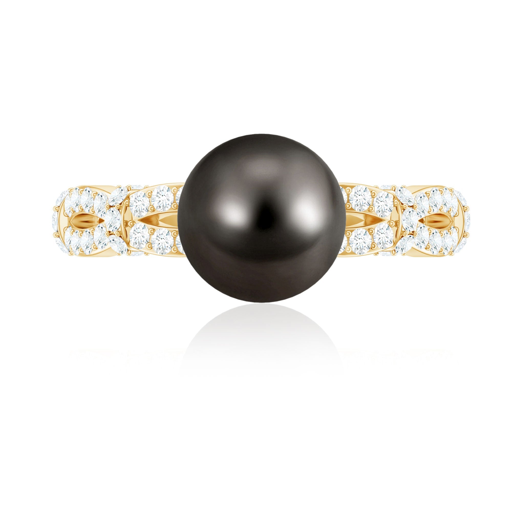 Genuine 8 Carat Black Pearl and Diamond Engagement Ring