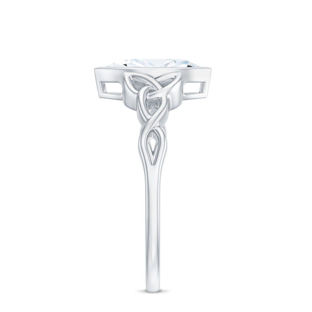 Moissanite 5x10mm Marquise Cut Engagement Ring in Bezel Setting
