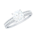 6mm Cushion Cut Moissanite Solitaire Engagement Ring with Beaded Details