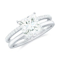 Princess Cut Solitaire Moissanite Double Band Engagement Ring