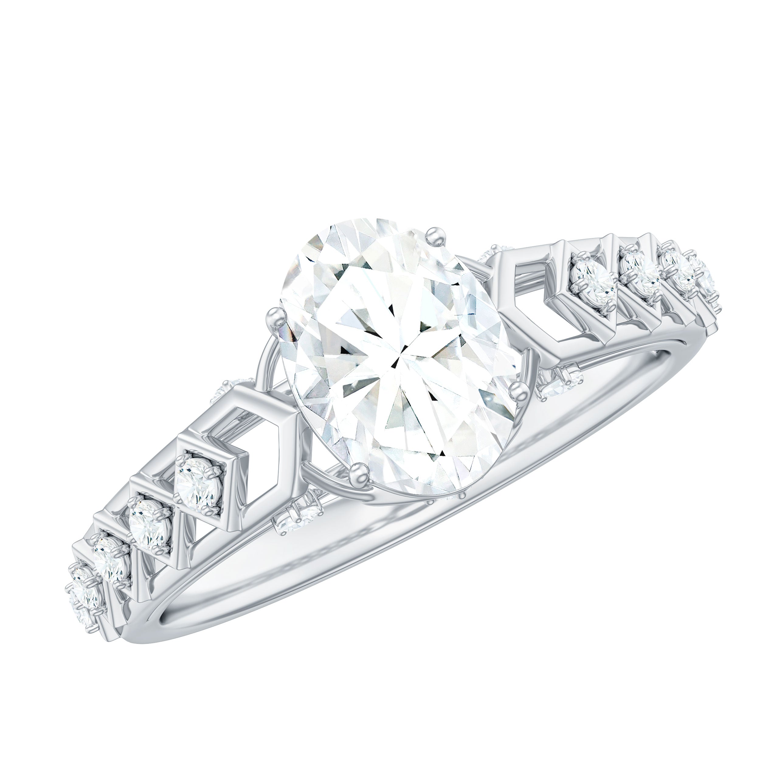 6x8mm Oval Cut Moissanite Solitaire Engagement Ring