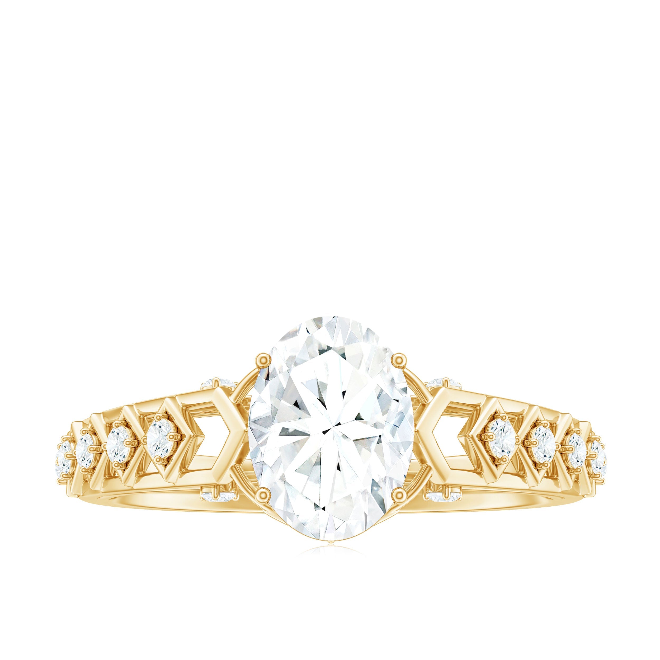6x8mm Oval Cut Moissanite Solitaire Engagement Ring