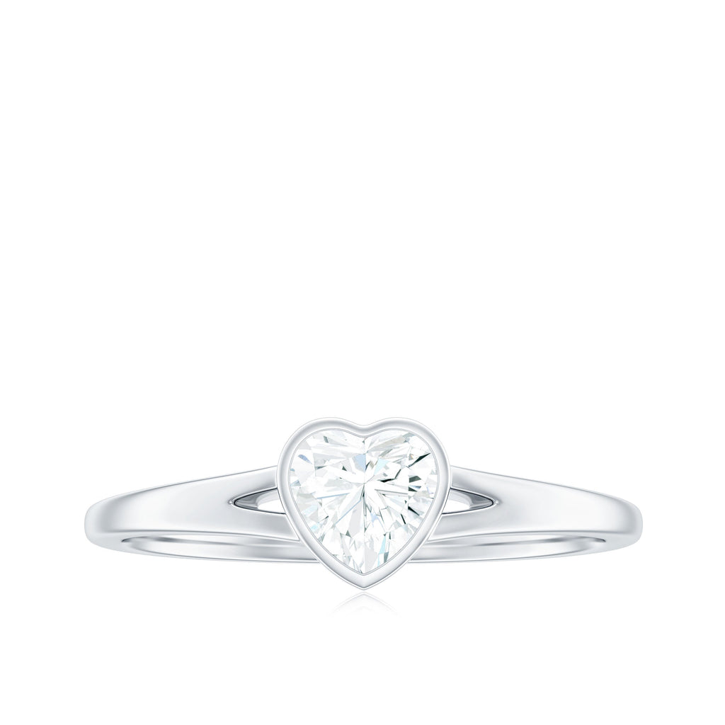 5mm Heart Shape Moissanite Solitaire Ring with Split Shank