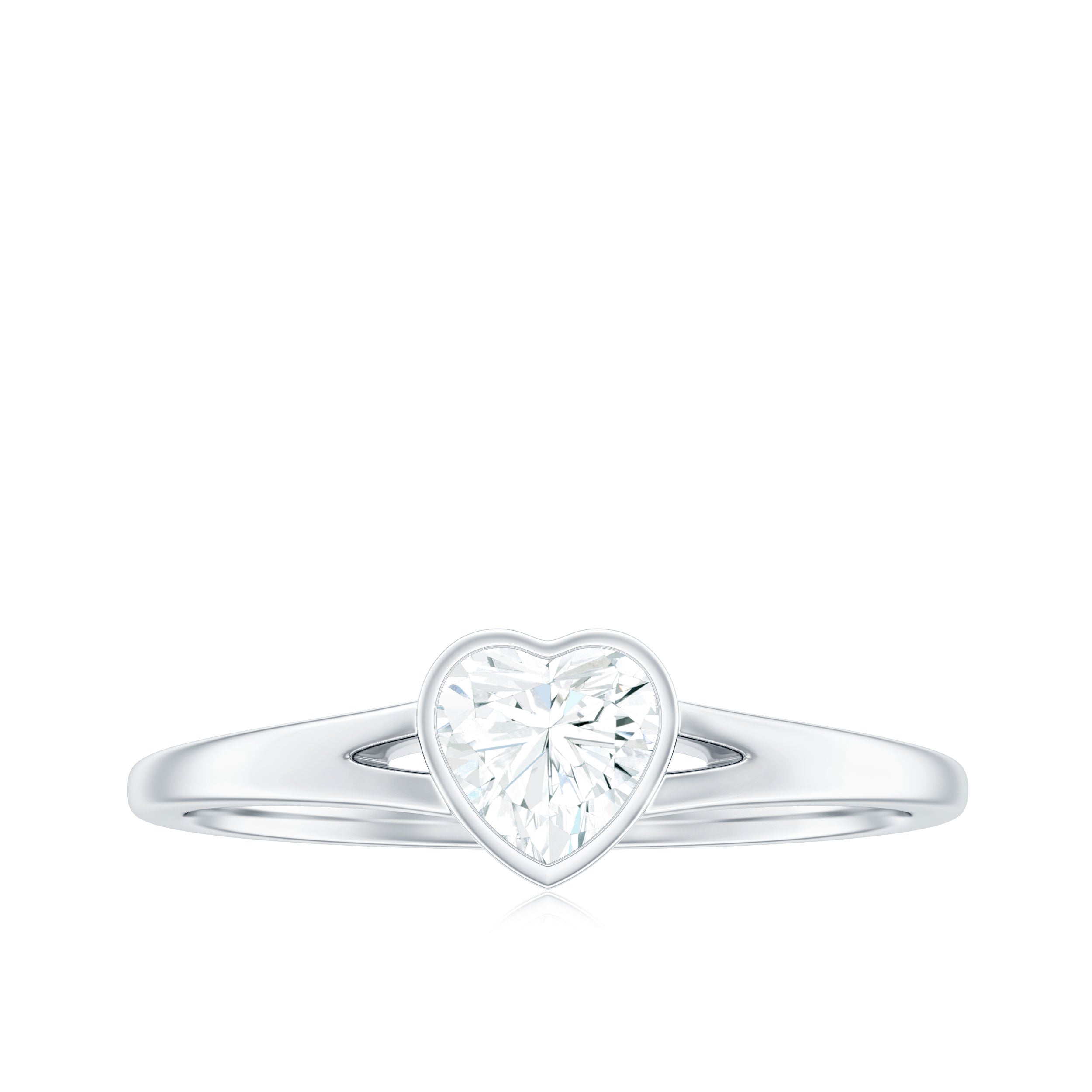 5mm Heart Shape Moissanite Solitaire Ring with Split Shank