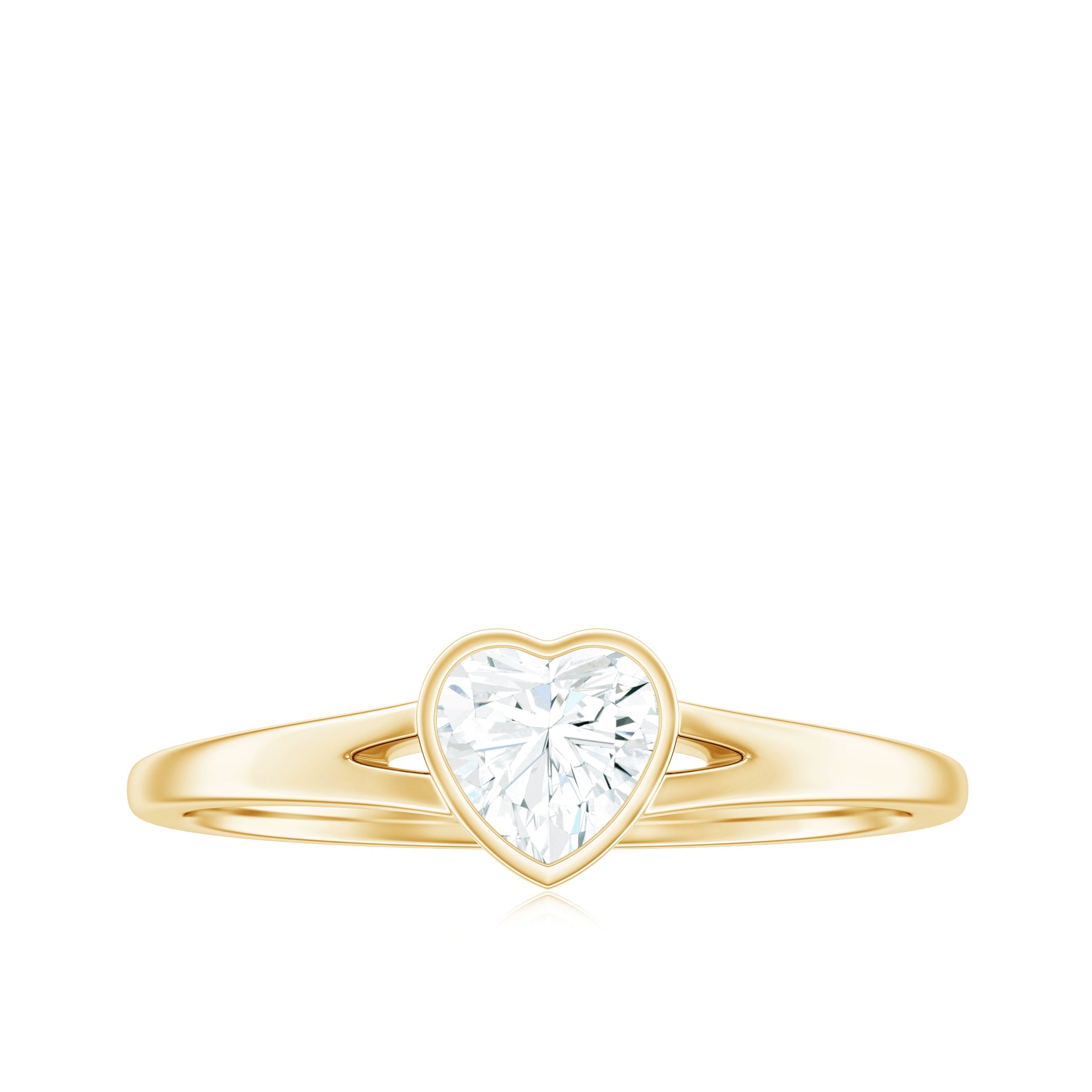 5mm Heart Shape Moissanite Solitaire Ring with Split Shank