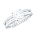 6X6 MM Certified Moissanite Solitaire Double Band Engagement Ring
