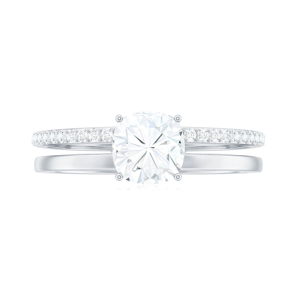 6X6 MM Certified Moissanite Solitaire Double Band Engagement Ring