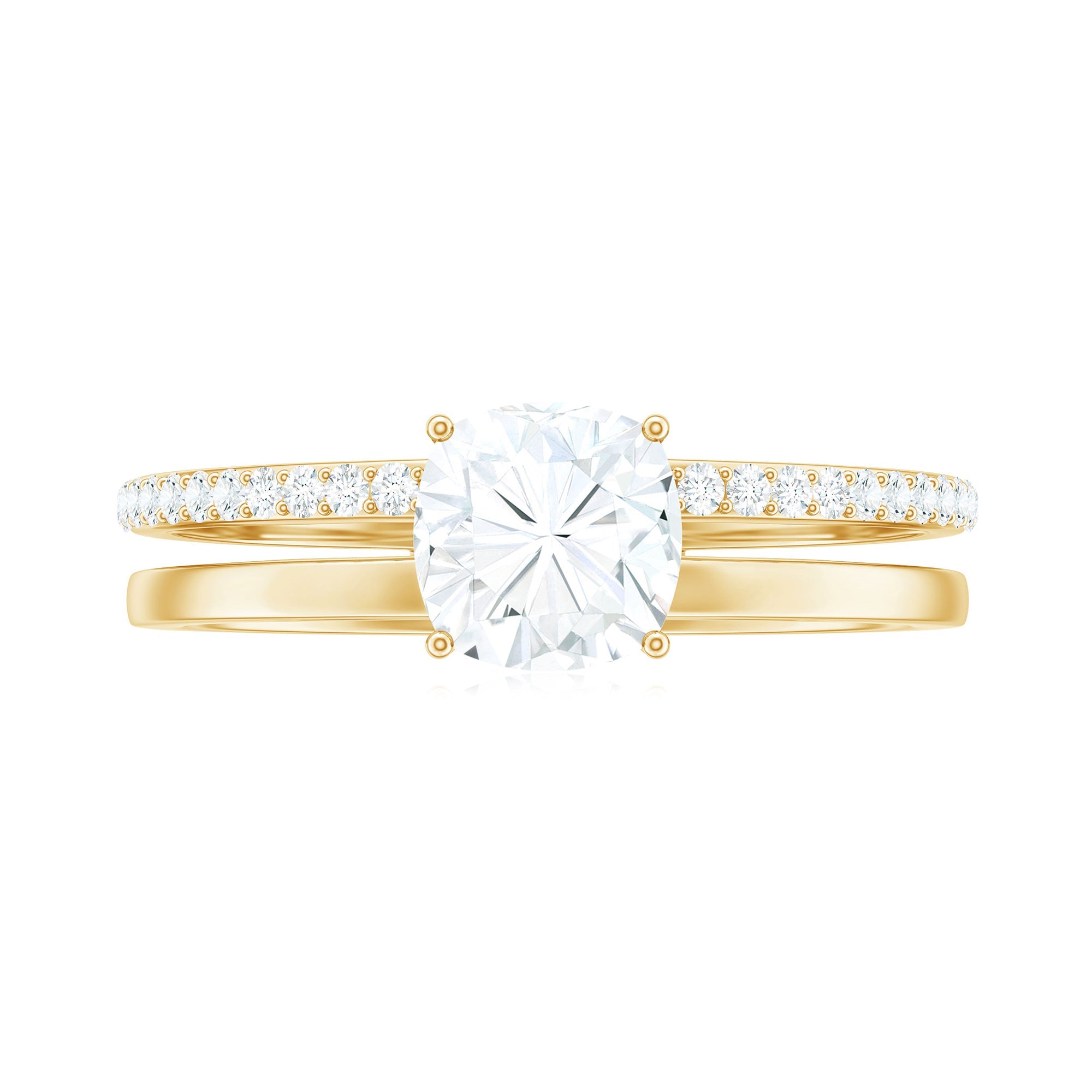 6X6 MM Certified Moissanite Solitaire Double Band Engagement Ring