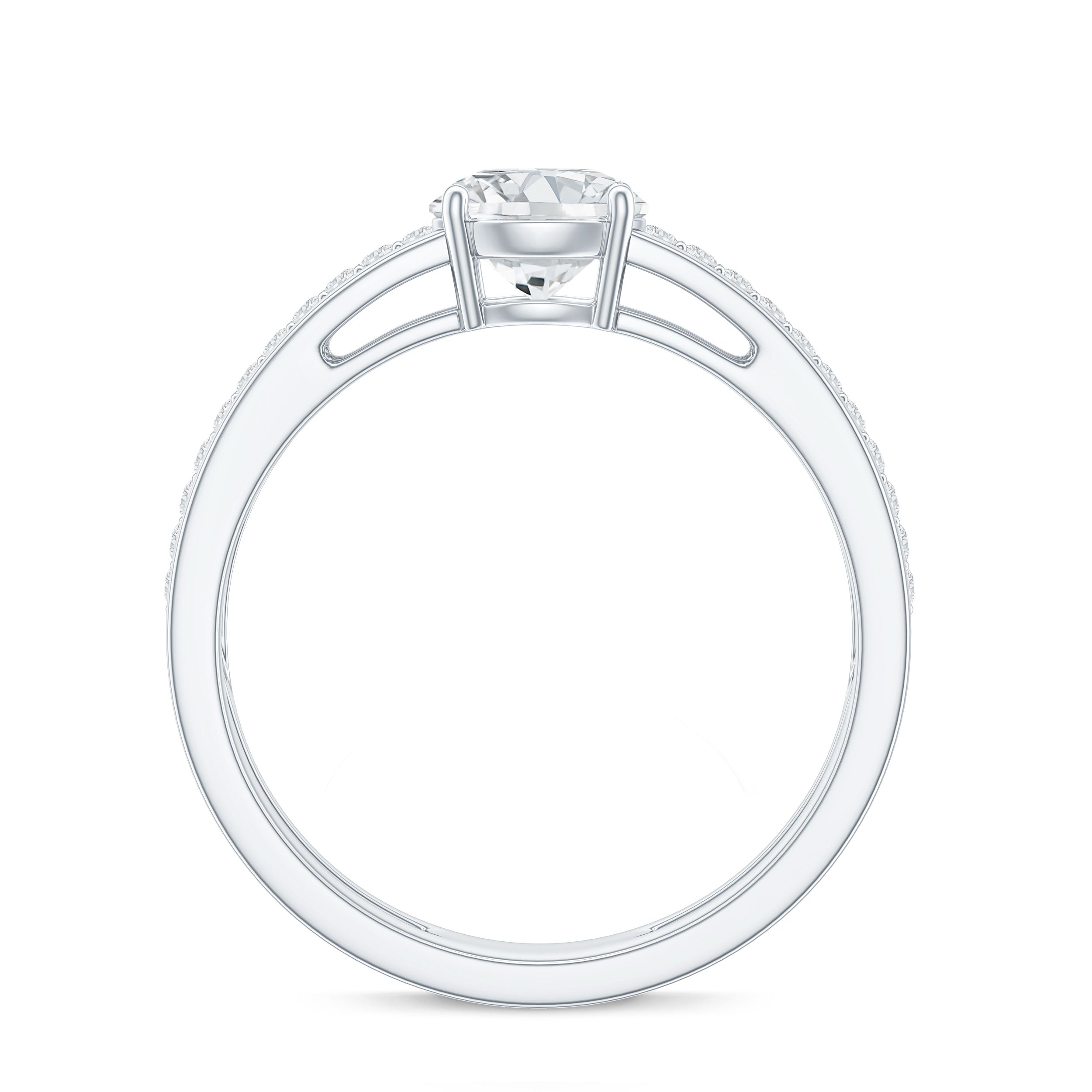 6 mm Round Moissanite Double Band Engagement Ring