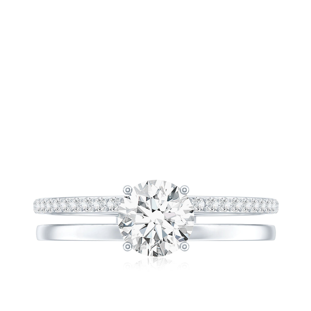 6 mm Round Moissanite Double Band Engagement Ring