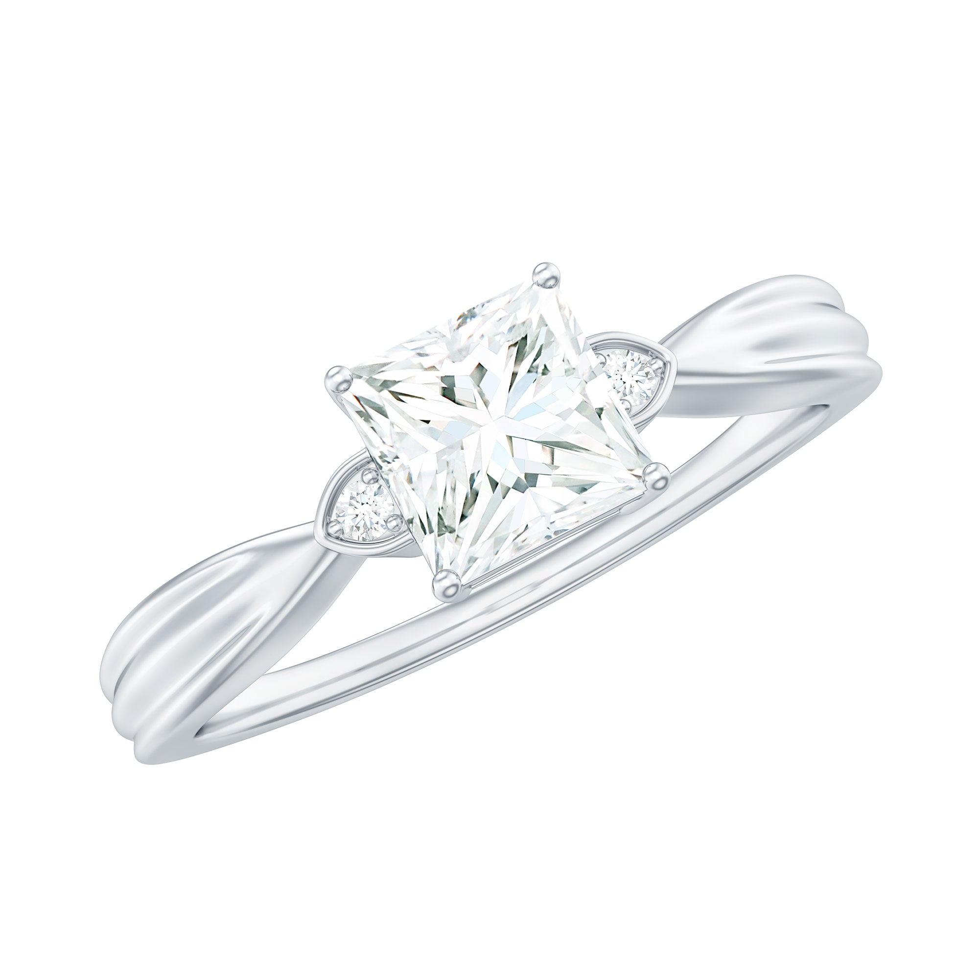 5MM Princess Cut Moissanite Solitaire Promise Ring for Her