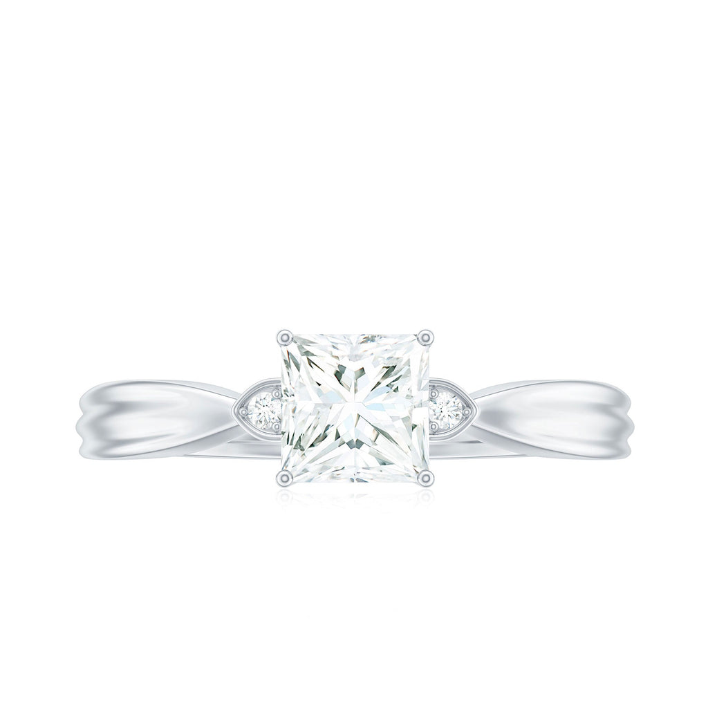 5MM Princess Cut Moissanite Solitaire Promise Ring for Her