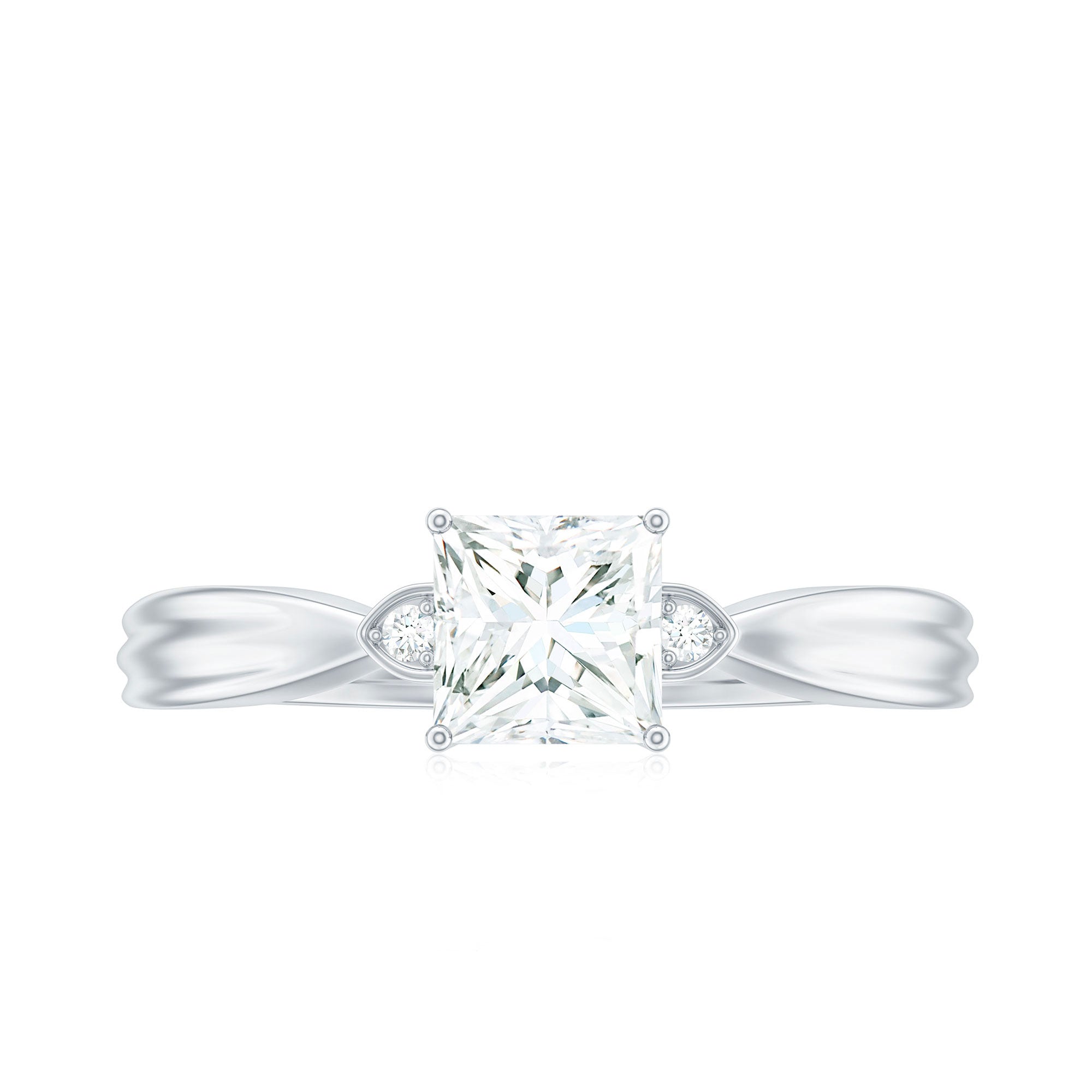 5MM Princess Cut Moissanite Solitaire Promise Ring for Her