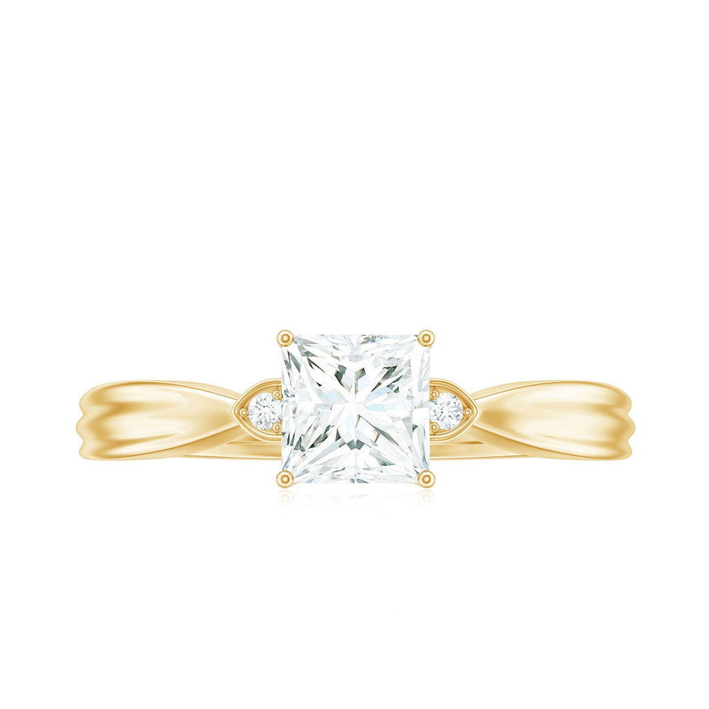 5MM Princess Cut Moissanite Solitaire Promise Ring for Her