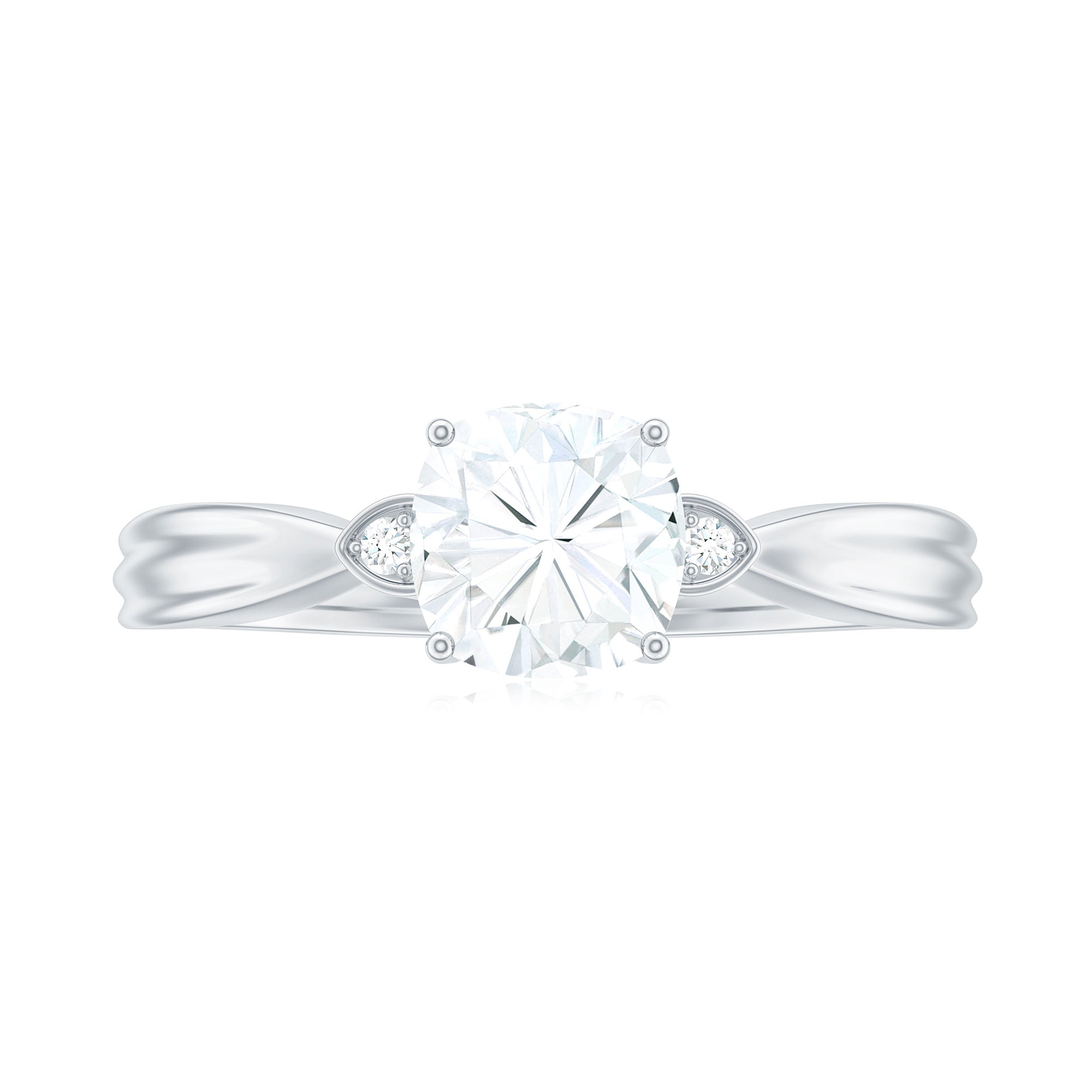 Brilliant Cut 6mm Moissanite Cushion Engagement Ring