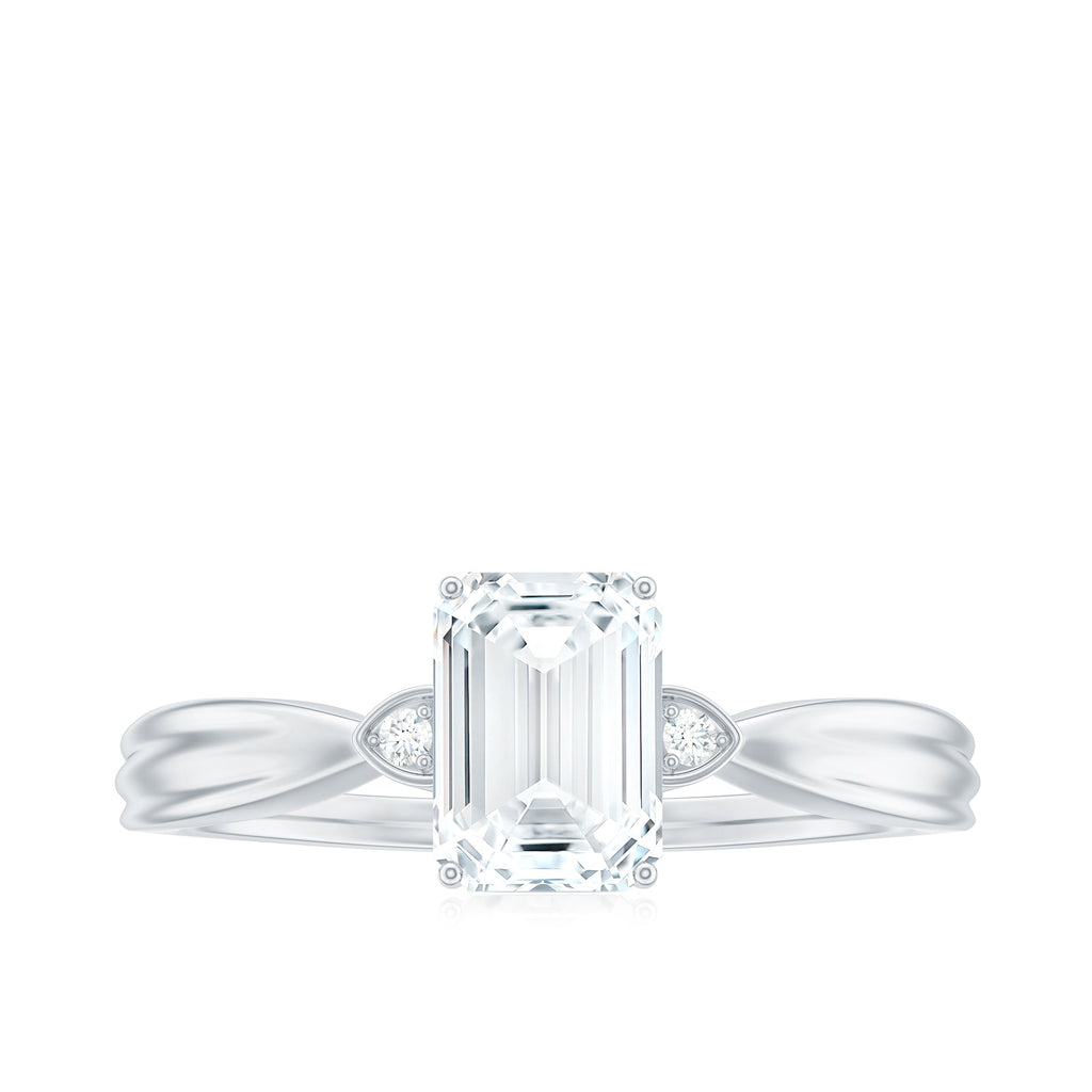 6x8mm Emerald Cut Certified Moissanite Engagement Ring for Women