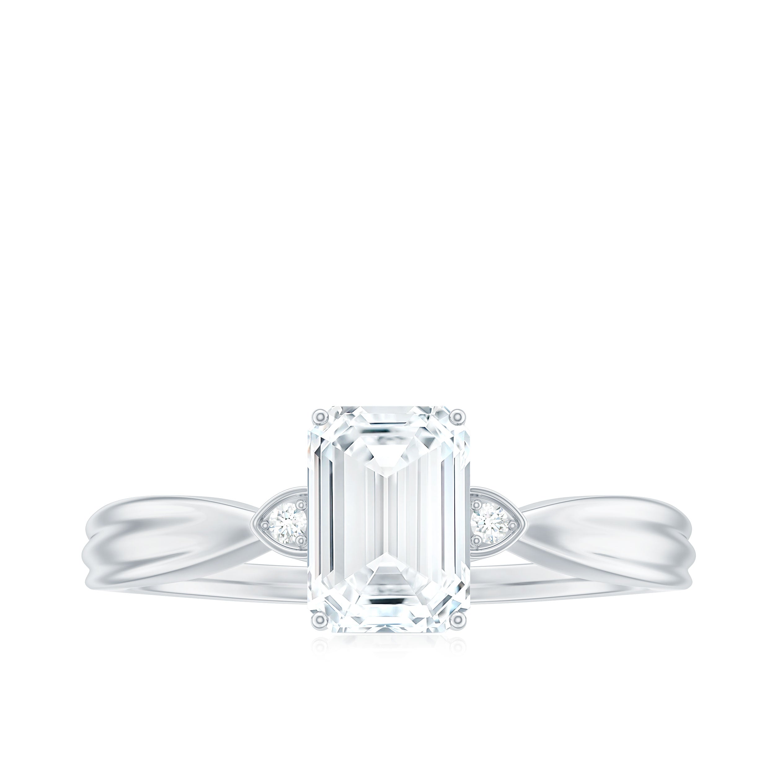 6x8mm Emerald Cut Certified Moissanite Engagement Ring for Women