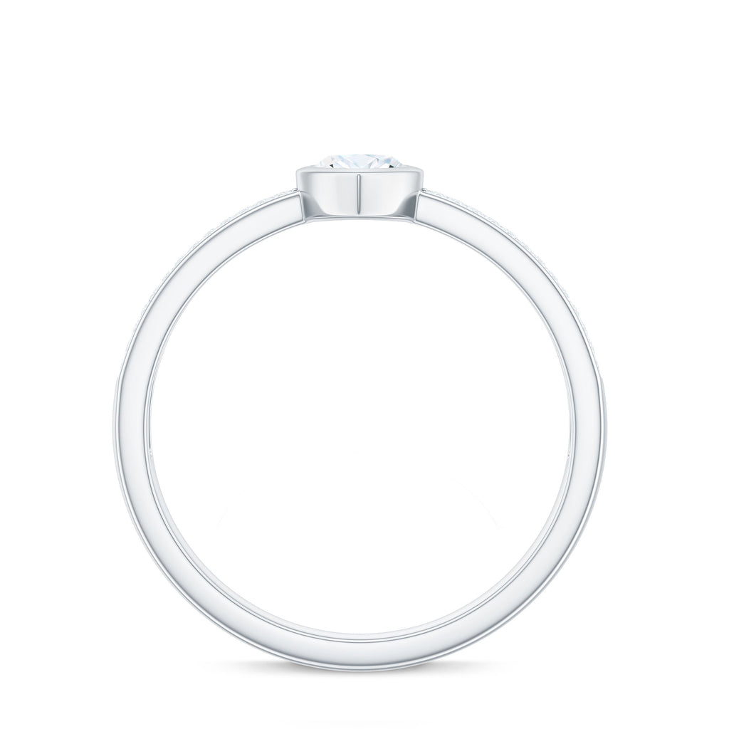 4x8mm Marquise Cut Moissanite Engagement Ring in Bezel Setting